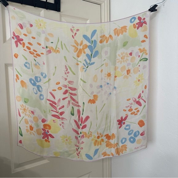 Vintage Ralph Lauren Silk Spring Florals Square Scarf - Picture 9 of 9